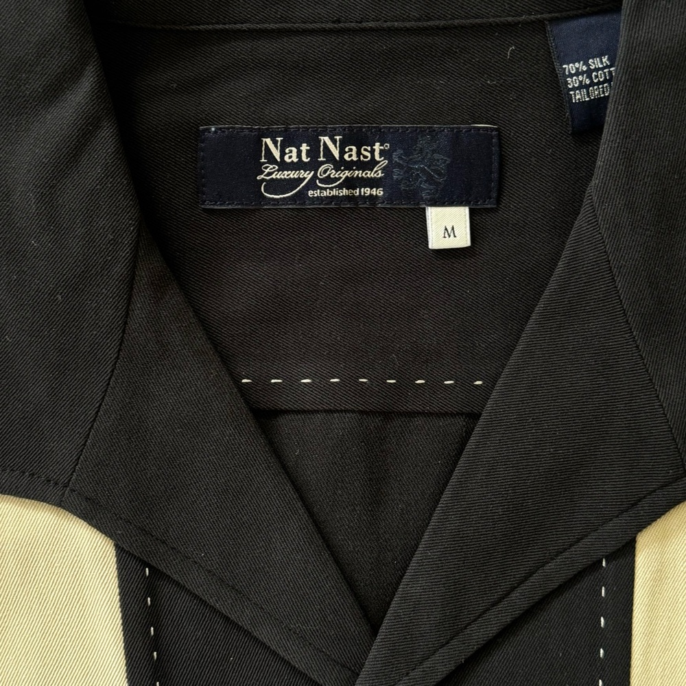 Nwot Nat Nast Black and Cream Casual Button Down Shirt sz M - Picture 2 of 4